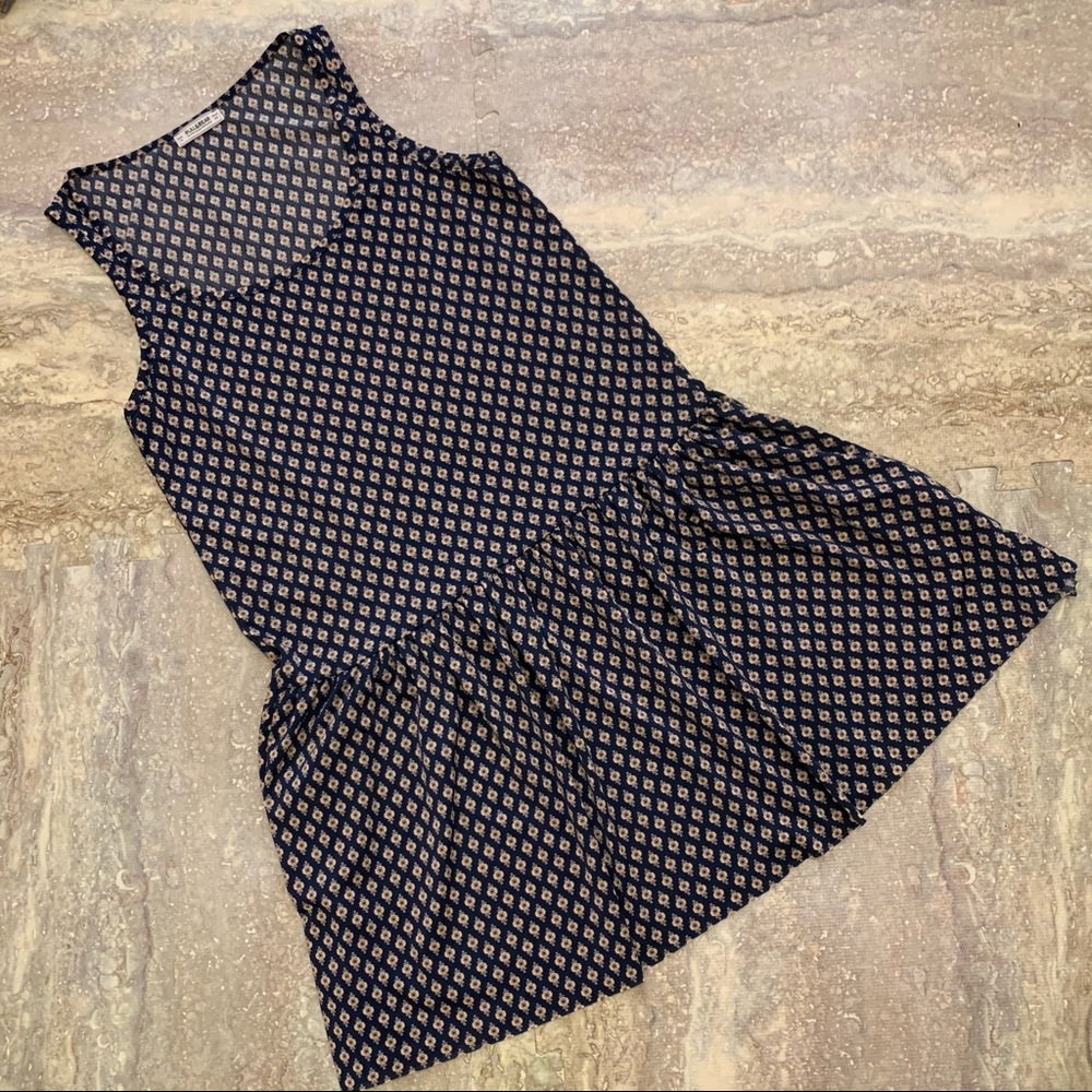 Pull & Bear dark blue and yellow design mini dress